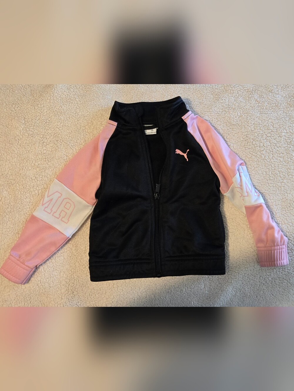 Puma Black And Pink Jacket with Pink Logo Accent